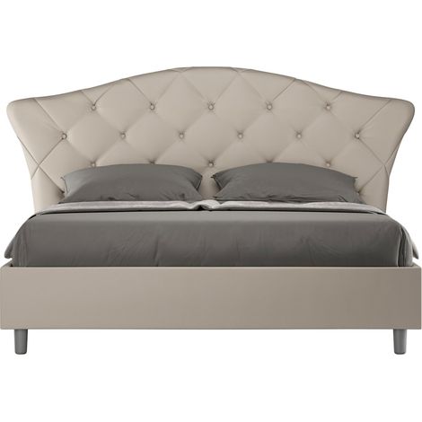 Letto matrimoniale senza rete imbottito 160x200 similpelle tortora Langre