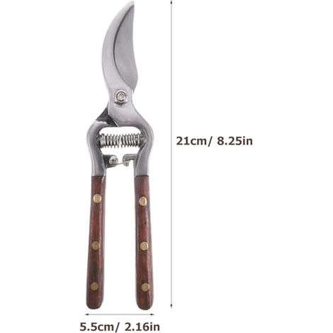 Sécateur Jardin en Bois et Acier au Carbone, Outil Jardinage Manuel Simple D'utilisation pour Élagage des Branches, Gain (1/5)