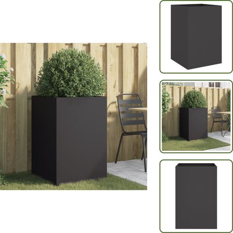 Jardinière noir 52x48x75 cm acier - Jardinier Noire - Pot Plante Extérieur - Bac Fleuri - Déco Jardin - Mobilier Jardin (1/5)