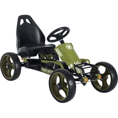 Kids Children Pedal Go Kart Ride On Racer Braking System Adjustable Seat Green