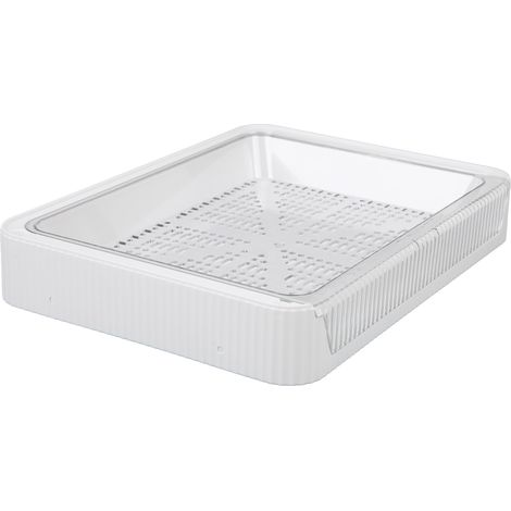 Büro- und Küchenorganizer, Ablageschale mit Abtropffläche für Tassen und Gläser, modulares und stapelbares Design, strapazierfähiger Kunststoff, große Größe, weiß (1/5)