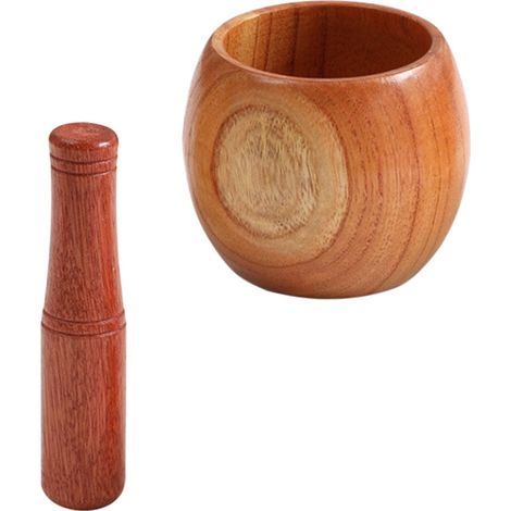 Mortier Et Pilon En Bois - Pour Ail Gingembre Epices - Usage Cuisine Maison - 10,5 X 10,5 X 8,8 Cm - 1 Pièce (1/5)