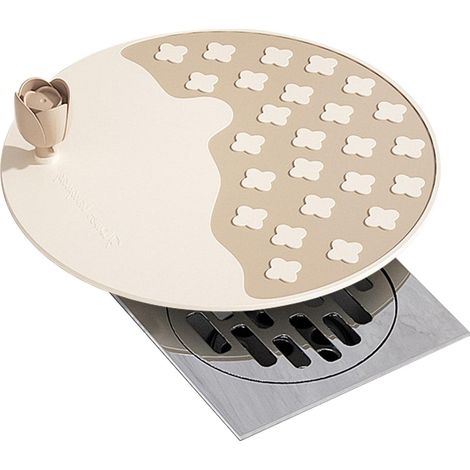1 piletta di scarico a pavimento in silicone marrone chiaro - Copertura antiodore per vasca da bagno (1/5)