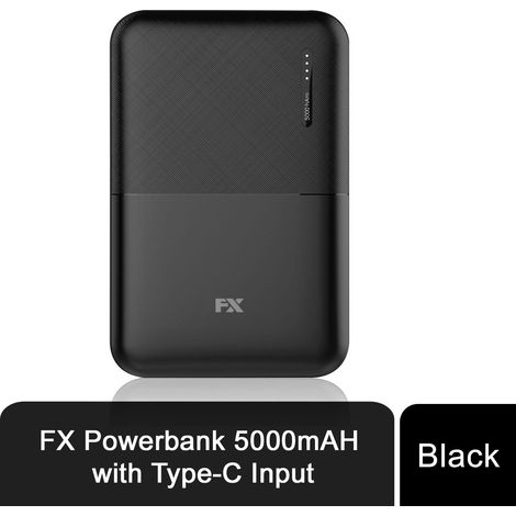 FX 5000mAh Power Bank Portable Phone Charger USB C Input Battery Black (1/5)