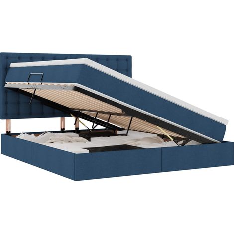 Maison Exclusive - Lit de rangement LED avec matelas Bleu 160 x 200 cm Tissu