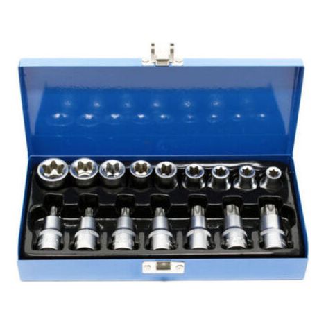 NALOOKAMIC Jeu de douilles torx mâle 16 pièces Douilles avec entraînement de ½\ (1/2)