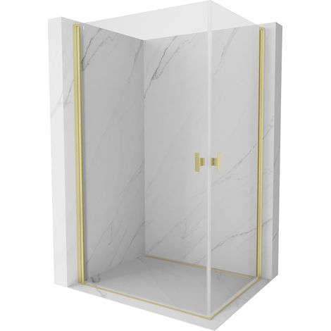 Mexen Mist-B Duo Duschkabine 80 x 75 cm, transparent, gebürstetes Gold - 8A2-080-075-55-00