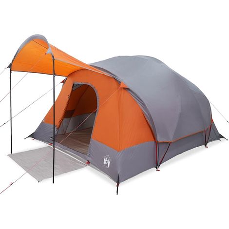 vidaXL Tienda de campaña familiar túnel 8 personas impermeable naranja (1/2)