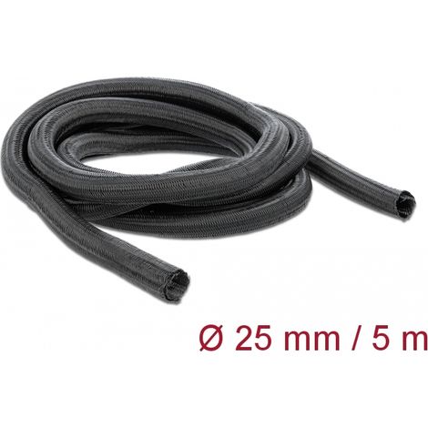 Delock Funda trenzada de cierre automÃ¡tico 5 m x 25 mm, color negro