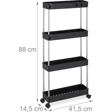 Carrello portaoggetti con ruote a 4 livelli per cucina e bagno pratico design moderno in metallo bianco 130014526