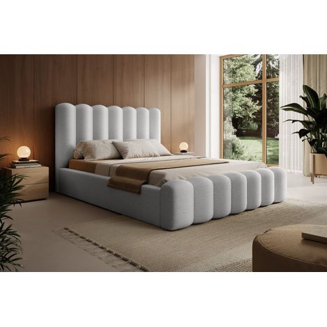 Polsterbett Doppelbett MACON 180x200cm in Stoff Euphoria Weiß (1/4)