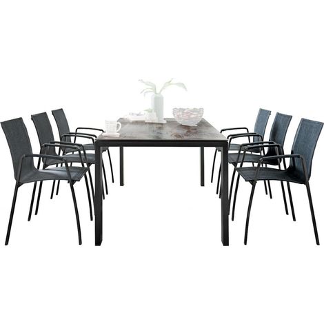 SIT Mobilia 7-tlg Sitzgruppe Olympia Oslo/Tinto Edelstahl schwarz 210/280x95 cm (1/5)