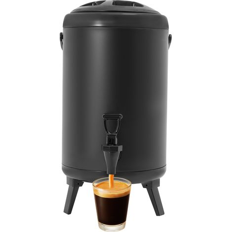 Distributeur de boissons isotherme en acier inoxydable – Carafe isotherme pour café chaud et froid – Distributeur de boissons de 10 litres avec robinet pour eau chaude, thé et café, lait froid, jus et