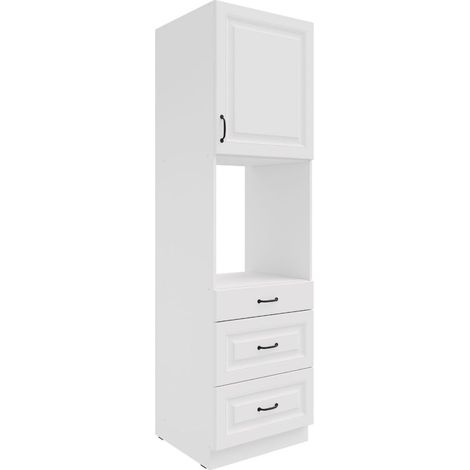 Küchen Backofen Hochschrank 60 Stilo Weiss Küchenzeile Küchenblock + Schubladen (1/5)