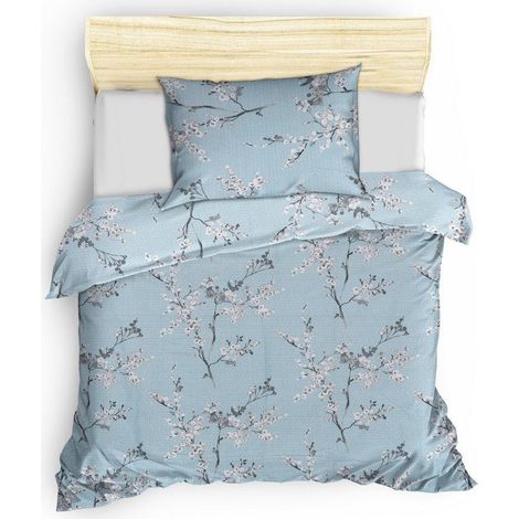 Funda nórdica, funda nórdica, ropa de cama Set 100% Algodón Azul Blanco (1/5)