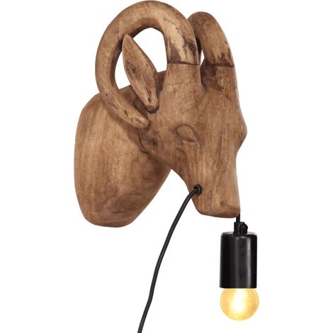 Lampe murale en forme d'animal style industriel 15 x 24 x 25 cm finition mate en bois de manguier naturel (1/5)
