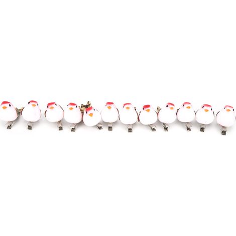 Künstliche Vogel-Dekoration + Clip + 12 rote Teile für Garten- und Innendekoration – Federn + Schaumstoff – 5,2 x 3,5 cm (1/5)