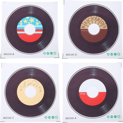 Sticker Mur Vinyl - 4 Pièces - 25 cm - Décor Rétro pour Salle à Manger Café Bar Bureau (1/5)