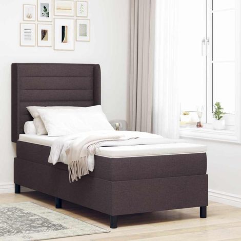 Boxspringbett mit Matratze Dunkelbraun 200 x 90 cm Stoff
