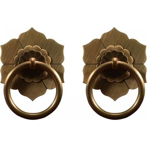 Set of 2 6CM antique brass pull rings for kitchen cabinets, wardrobe, drawer, vintage furniture hardware, retro style pull rings (antique bronze) (1/5)