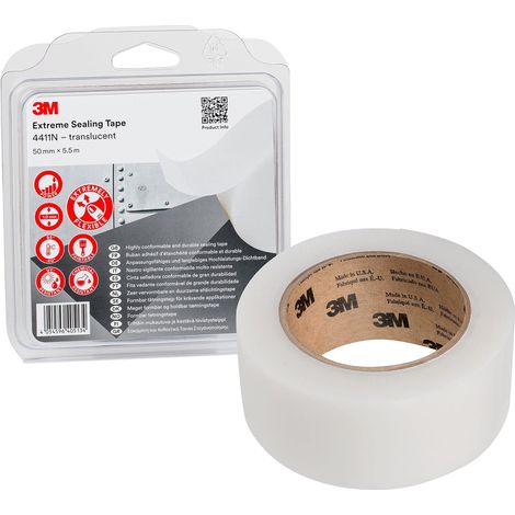3M 4411N Nastro Sigillante Extreme - Fornisce Una Sigillatura Immediata Senza Tempi Di Attesa O Trasudamenti Associati Ai Sigillanti Liquidi - 50Mm X 5.5M, Traslucido, Spessore: 1.0Mm (1 Pezzo) (1/6)