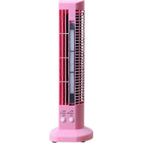 Ventilateur de table tour rose sans pales avec lumière LED, adapté à une utilisation à domicile ou au bureau. (1/5)