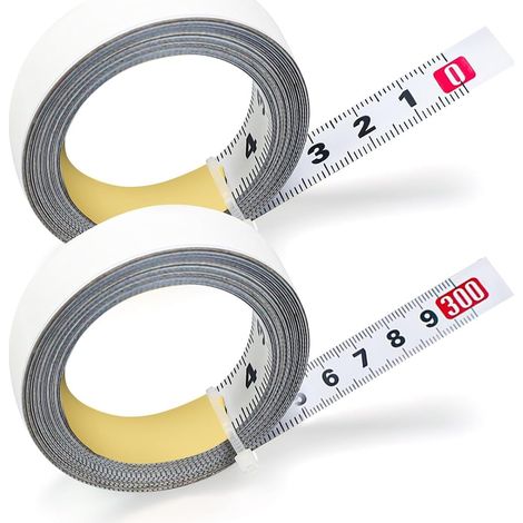 Mètre Ruban, 2 Pack Metre Ruban 3m, Règle Métrique Auto-Adhésive de Droite à Gauche, de Gauche à Droite Ruban à Mesurer en Métal pour établi (1/5)