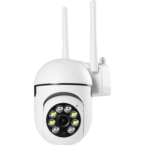 Caméra de surveillance extérieure 2MP PTZ WiFi - Rotation 360° sans fil - Vision nocturne couleur - Audio bidirectionnel - Alerte instantanée - Blanche (1/5)