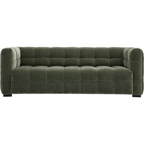 Designersofa 3-Sitzer in Samtoptik Stoff khakigrün CORTO (1/5)