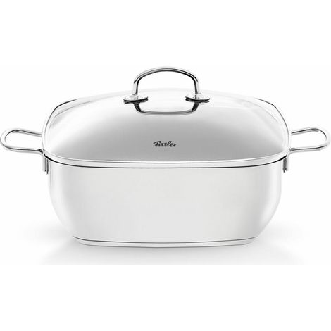 Fissler Edelstahlbräter Secural eckig, Bräter, mit Glasdeckel, 28 cm, 001-500-28-000
