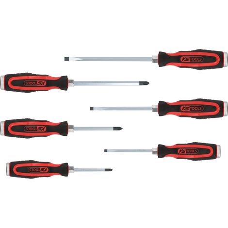 KS Tools ERGOTORQUEmax Schlagkappen-Schraubendreher-Satz, 6-tlg Schlitz, PH