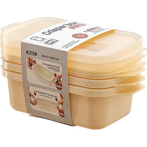 Boîte De Rangement Alimentaire - Transparente - En Plastique Sans BPA - Rectangulaire - Hermetique Avec Joint En Silicone - Micro-ondes Et Congélateur - 3 Pièces (1/3)