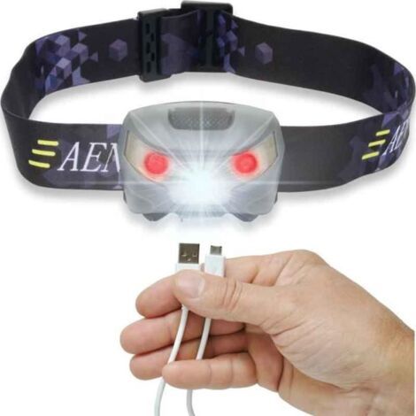 LE Lampe Frontale LED Rechargeable, Orientable, Câble USB Inclus, 5 Modes 6000K [Classe énergétique A+]