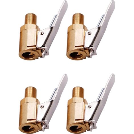 4 Pièce Adaptateur de Valve de Pneu de Voiture, 8 mm Pompe de Embout Laiton Gonflage Valve Clip Pince Connecteur Adaptateur pour Pneu de Voiture ou Camion (1/4)