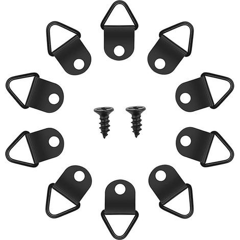 50 ganchos para colgar cuadros, no requieren perforación, fijaciones de anillo de metal para marcos de fotos, fijaciones para espejos, decoración de pared (negro) (1/5)