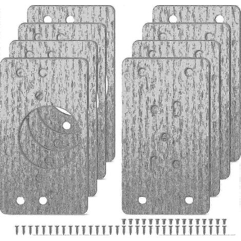 Supports de réparation de charnières (lot de 8) - Plaque de réparation de charnières compatible avec la fixation des charnières de porte (1/5)