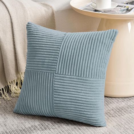 Lot de 1 Boho Housse de Coussin 40x40 Bleu Pâle,à Motif Croisé Decoration Housses de Coussin en Velours Côtelé,Douillet Taie d'oreiller Housse Coussin Moderne pour Canapé Chambre Chaise Lit
