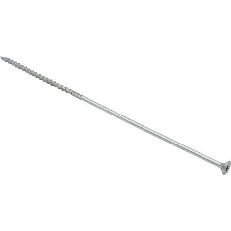 Vis charpente TEKOR Tête fraisée Cranté TORX T30 6X260 Filetée sur 100 Pointe antifendage type 17 Acier zingué - 400 pièces (1/5)