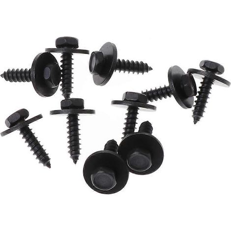 Lot de 10 vis autotaraudeuses 4,8 x 19 mm avec rondelle intégrée et tête hexagonale de 8 mm, noires. (1/4)
