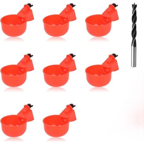 Bebedero automático para pollos de 8 piezas con taladro,Bebedero automático para pollos,Bebedero automático para pollos,Plástico,Rojo (1/5)