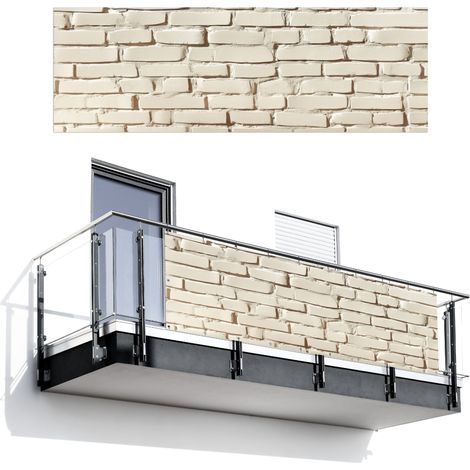 BRISE-VUE POUR BALCON Bricks - Wall - Luminaire - Blanc 300x100 cm