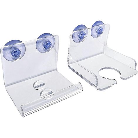 Porte-verres à vin et porte-gobelets transparents pour douche (lot de 2), fixation murale (1/5)