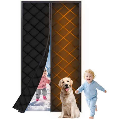 Rideau de Porte Magnétique Isolant Thermique Hiver Anti Froid Isolation Rideau Porte Avec Magnétique Sans Perçage Coupe Froid Isolation Phonique Imperméable Coupe vent(100 210cm) (1/5)