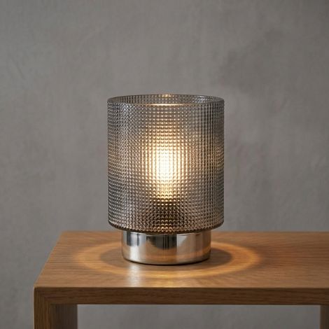 Relica Silver Textured Glass Table Lamp (1/2)
