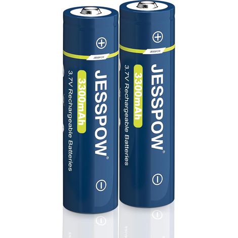 3.7 Volt Piles Rechargeables, 2PCS 3300 mAh Batteries Haute capacité pour Lampe Frontale LED, Voiture télécommandée (Pas de Piles AA) (1/3)