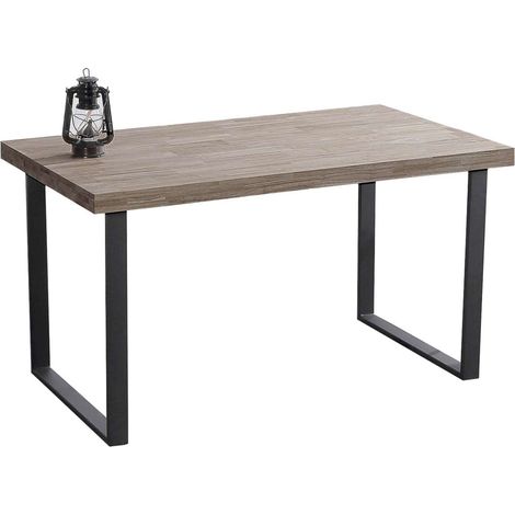 Mesa salón fija Natural roble american estructura negra 140 cm(ancho)80 cm(largo) 76,5 cm(alto) (1/2)
