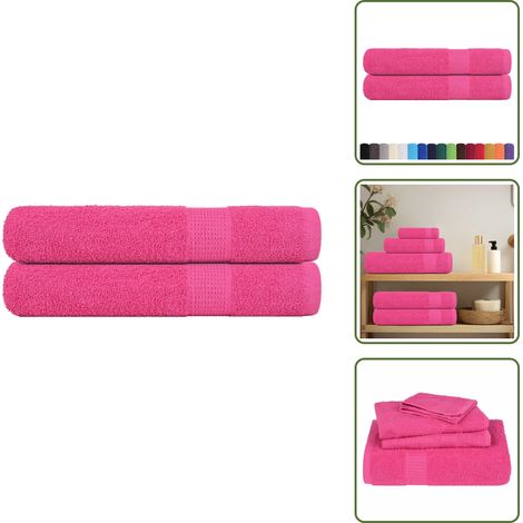 Saunatücher 2 Stk. Rosa 80x200 cm 360 g/m² 100% Baumwolle - Saunatuch - Saunatücher - Handtuch - Handtuch Mit Schlaufe (1/5)