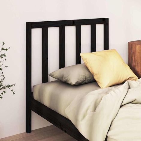 vidaXL Cabecero de cama madera maciza de pino negro 96x4x100 cm (1/5)