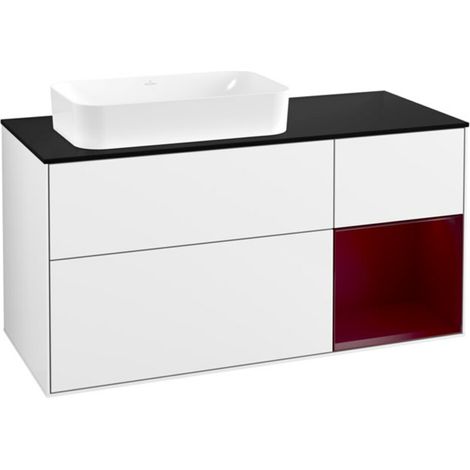 V&B Waschtischunterschrank Wandbeleuchtung Finion 120x60 cm, Reg re Peo, glo white lacquer (1/2)