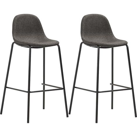 vidaXL Taburetes de cocina 2 unidades tela gris oscuro (1/5)
